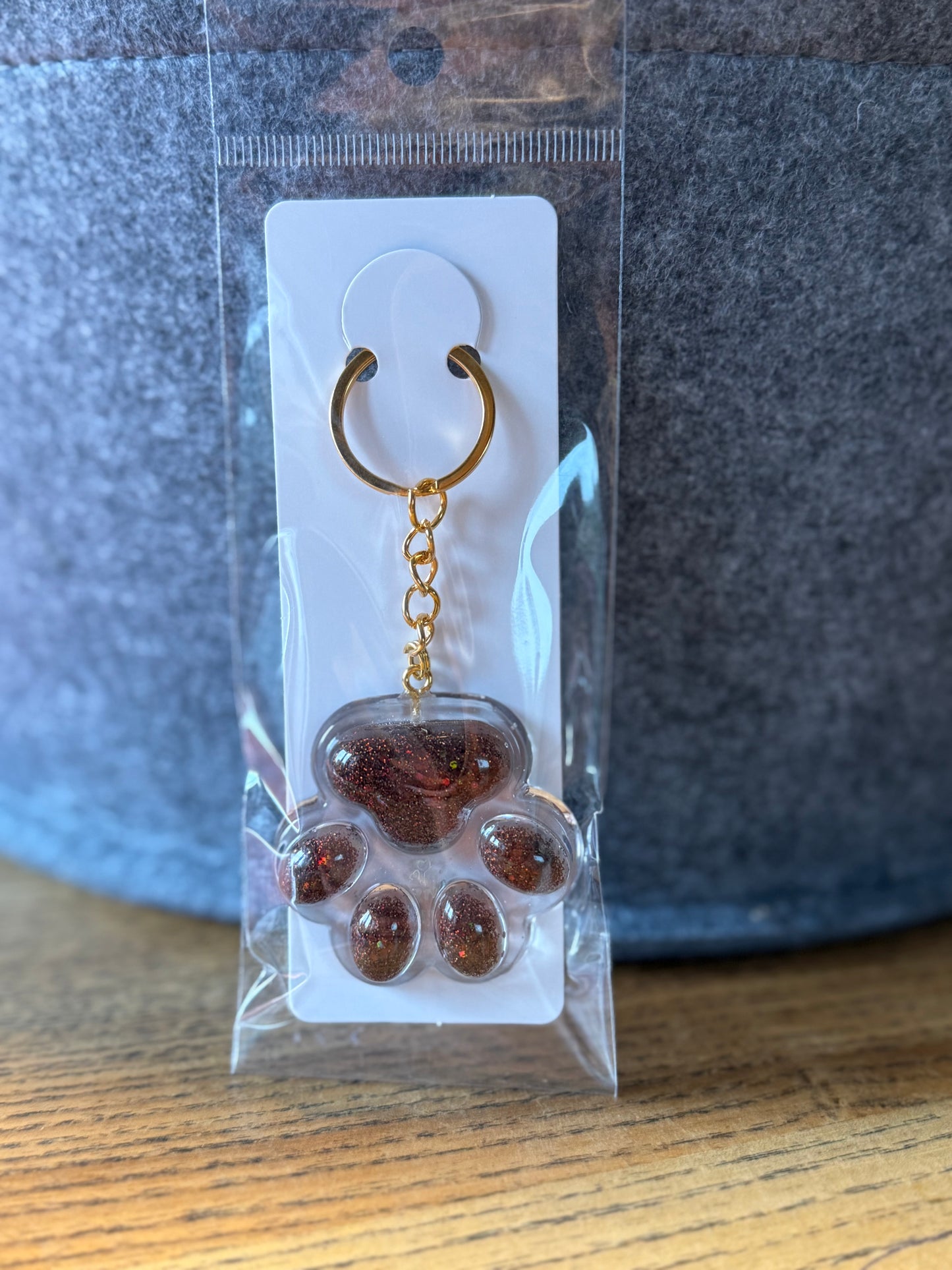 Schlüsselanhänger Braun-Glitzer-Pfote