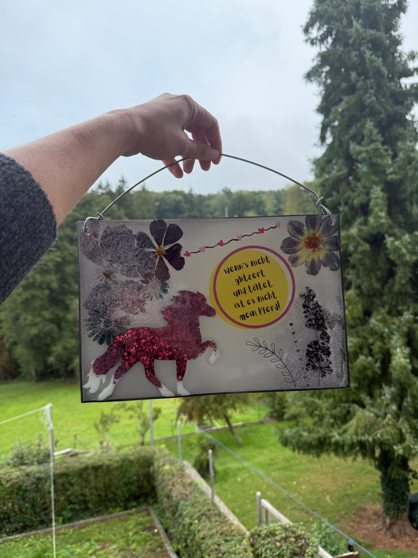 Großes Glitzer-Islandpferde Schild