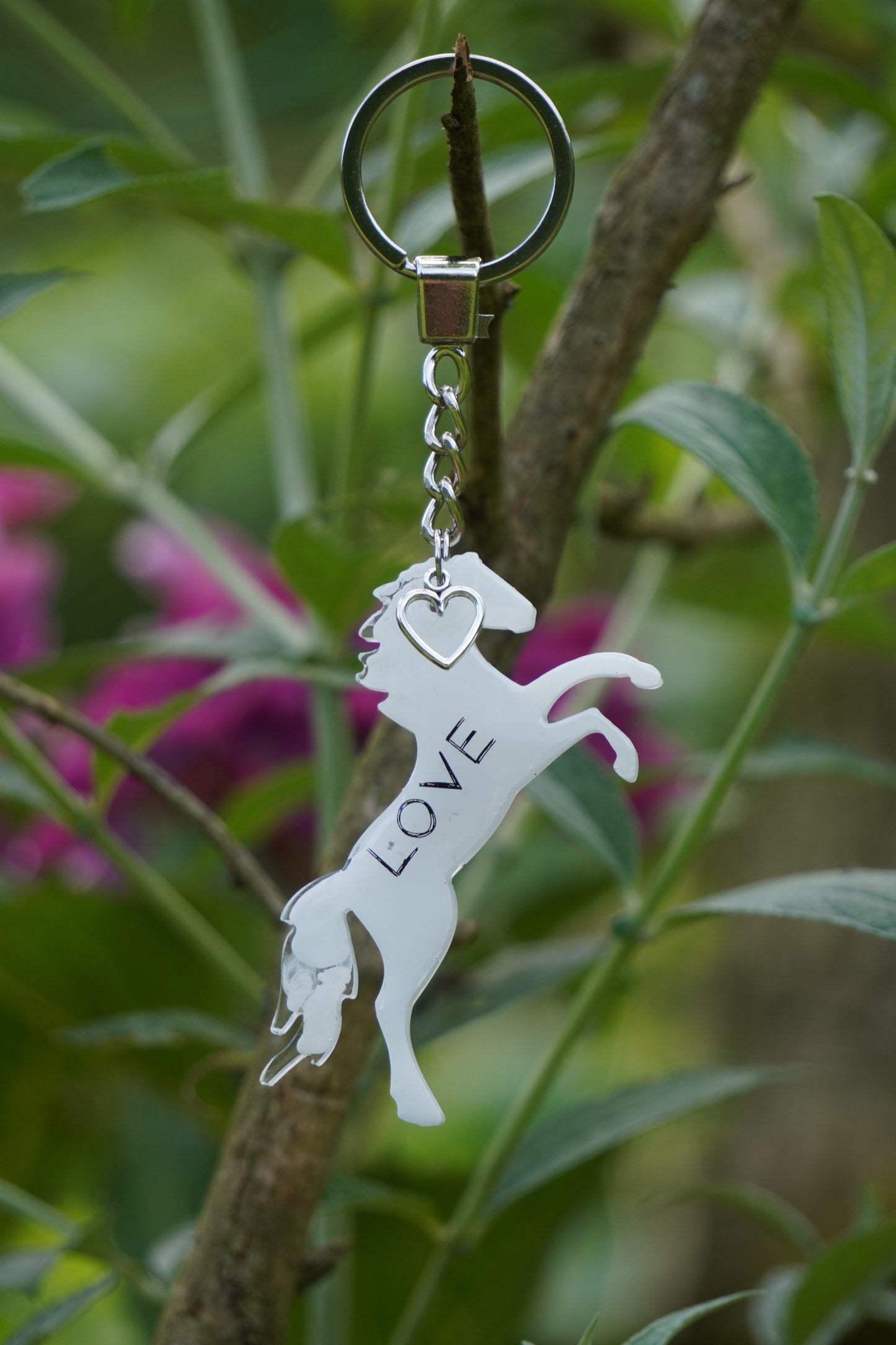 Schlüsselanhänger Pferd-Weiß-Love