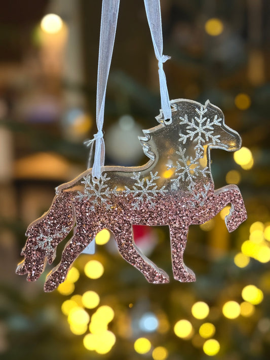 Islandpferd „rosa Schneeflocke“ Glitzer zum Aufhängen ❄️