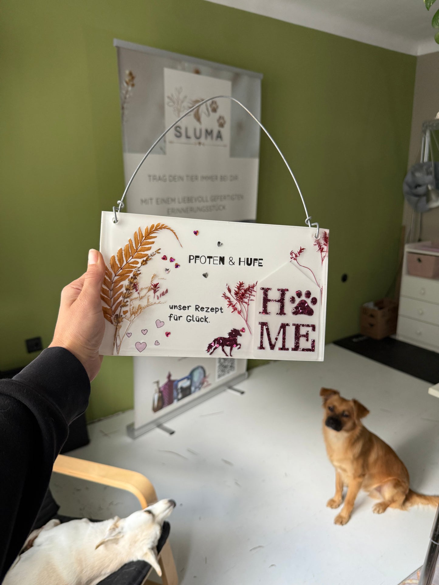 Kleines HOME-Schild Pfoten & Hufe