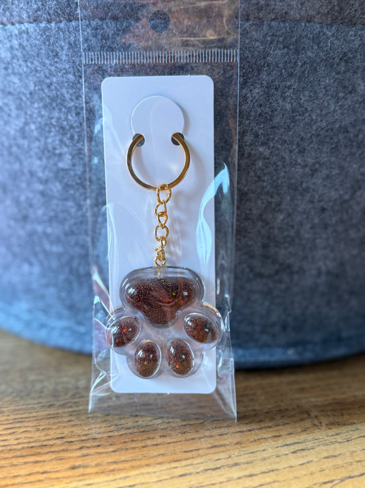 Schlüsselanhänger Braun-Glitzer-Pfote