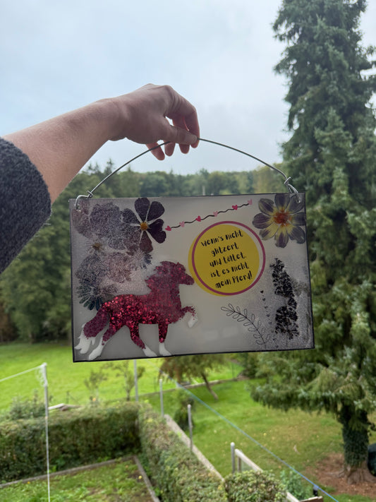 Großes Glitzer-Islandpferde Schild